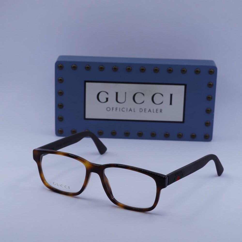 Gucci GG0011O 002 Rectangle Eyeglasses 53mm - Dark Havana